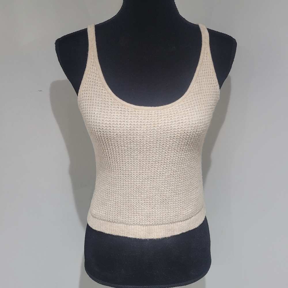 Old Navy Women's Waffle Knit Tank Top Medium Cream Boho Summer Normcore